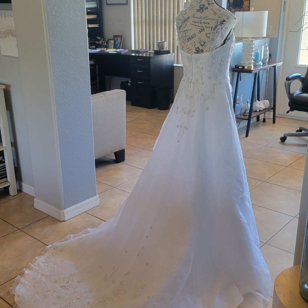 Elegant White Sleeveless Bridal Wedding Dress - Picture 3 of 13